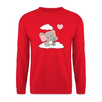 Éléphant Bébé Ballon Nuages Ciel Volant - Sweat-shirt Unisexe - rouge - Devant - Alina (178cm) & Michal (187cm)