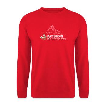 Matterhorn mit Edelweiß und GPS - Unisex Pullover - Rot - Vorne - Alina (178cm) & Michal (187cm)
