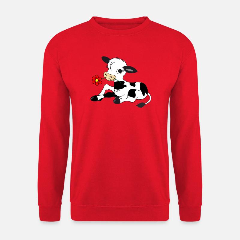 Veau avec fleur dans la bouche - Sweat-shirt Unisexe - rouge