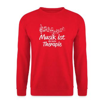 Musik ist Therapie - Unisex Pullover - Rot - Vorne - Alina (178cm) & Michal (187cm)