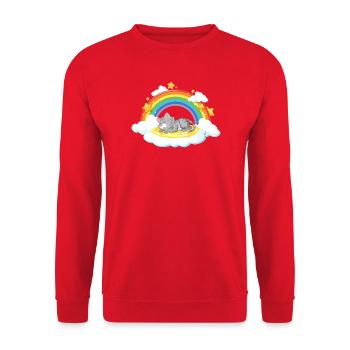 Dreaming Cat on Rainbow Cloud - Unisex Sweatshirt - red - Front - Alina (178cm) & Michal (187cm)