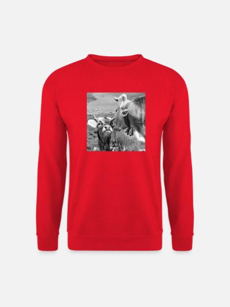Zwei schmusende Kühe in schwarzweiß - Unisex Pullover - Rot
