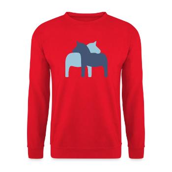 Dala Horse Couple light blue dark blue Horses Love - Unisex Sweatshirt - red - Front - Alina (178cm) & Michal (187cm)