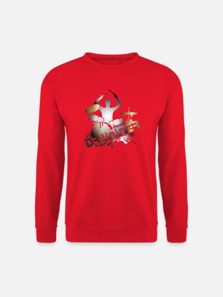 Drummer sits on drums with typography - Unisex Sweatshirt - red
