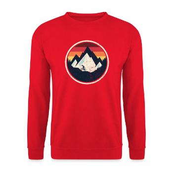 Retro Mountainbike Sunset - Unisex Pullover - Rot - Vorne - Alina (178cm) & Michal (187cm)