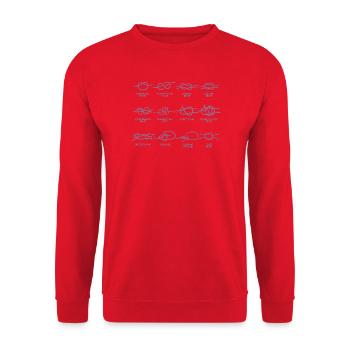 Boote Segeln Knoten Knotenkunde Geschenke - Unisex Pullover - Rot - Vorne - Alina (178cm) & Michal (187cm)