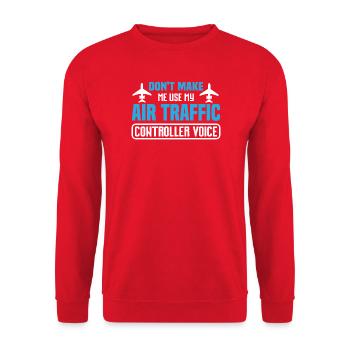 Humorvolles Flugzeug-Design für Flugbegeisterte - Unisex Pullover - Rot - Vorne - Alina (178cm) & Michal (187cm)