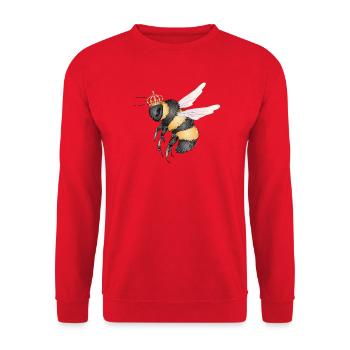 Drawing of a flying bumblebee with crown - Unisex Sweatshirt - red - Front - Alina (178cm) & Michal (187cm)