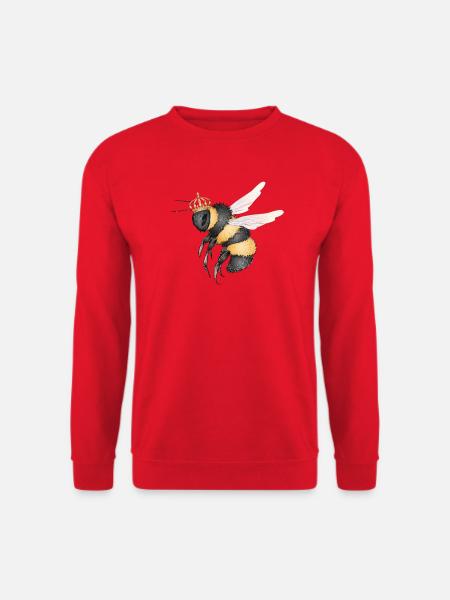 Zeichnung einer fliegenden Hummel mit Krone - Unisex Pullover - Rot