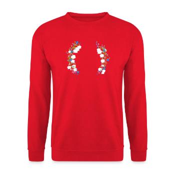 Maiglöckchen, Flieder & Vergissmeinnicht Rahmen - Unisex Pullover - Rot - Vorne - Alina (178cm) & Michal (187cm)
