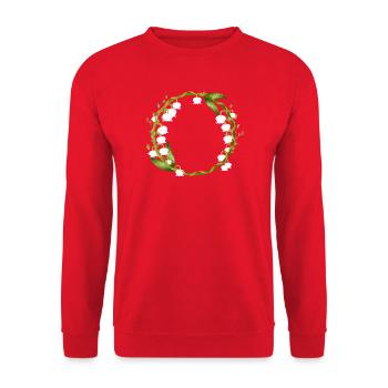 zarter frühlingshafter Kranz aus Maiglöckchen - Unisex Pullover - Rot - Vorne - Alina (178cm) & Michal (187cm)