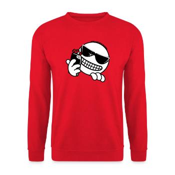 Hacker with phone - Unisex Sweatshirt - red - Front - Alina (178cm) & Michal (187cm)