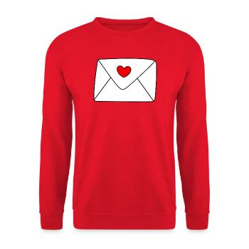 Herz Brief Liebesbrief Geschenk Valentinstag Paare - Unisex Pullover - Rot - Vorne - Alina (178cm) & Michal (187cm)
