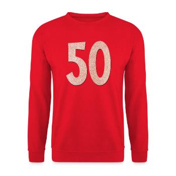 50th Birthday - Fifty - Unisex Sweatshirt - red - Front - Alina (178cm) & Michal (187cm)