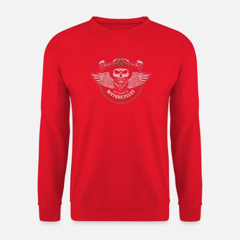 Grim Wings Motorradschädel-Emblem - Unisex Pullover - Rot