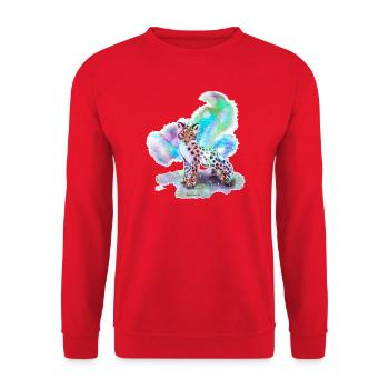 Schneeleopard - Unisex Pullover - Rot - Vorne - Alina (178cm) & Michal (187cm)