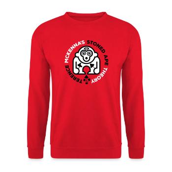 Terence McKennas Stoned Ape Theory. Psilocybin. - Unisex Pullover - Rot - Vorne - Alina (178cm) & Michal (187cm)