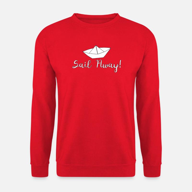 Sail Away Boot Spruch - Unisex Pullover - Rot