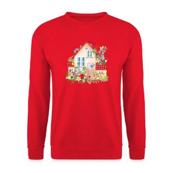 villa colorée avec jardin luxuriant - Une maison de rêve - Sweat-shirt Unisexe - rouge - Devant - Alina (178cm) & Michal (187cm)