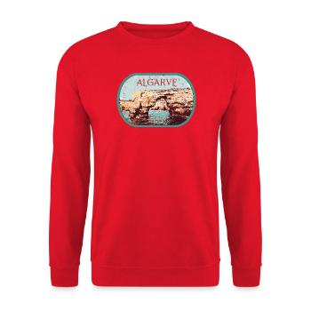 Badge retro, Algarve Portugal, plage été soleil - Sweat-shirt Unisexe - rouge - Devant - Alina (178cm) & Michal (187cm)