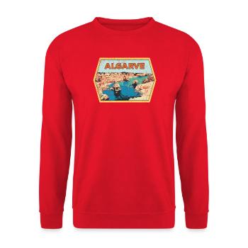 Badge retro, Algarve Portugal, plage été soleil - Sweat-shirt Unisexe - rouge - Devant - Alina (178cm) & Michal (187cm)