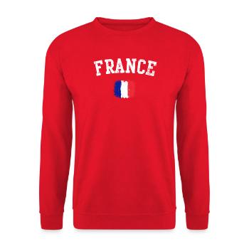 France Brushed Flag Emblem - Unisex Sweatshirt - red - Front - Alina (178cm) & Michal (187cm)
