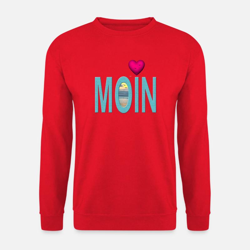 Moin Meer Holztextur mit Herz - Unisex Pullover - Rot