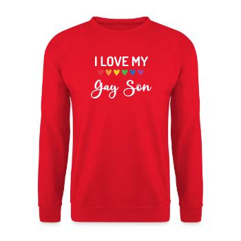 Ich liebe meinen schwulen Sohn - Unisex Pullover - Rot - Vorne - Alina (178cm) & Michal (187cm)