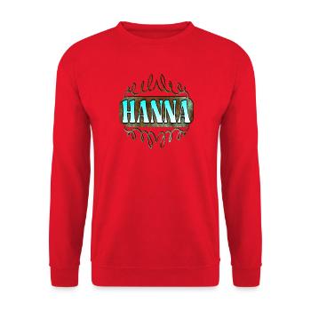 Namenstaggeschenke Tochter Hanna - Unisex Pullover - Rot - Vorne - Alina (178cm) & Michal (187cm)