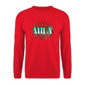 Namenstag Geschenke für Mila - Tochter - Unisex Pullover - Rot - Vorne - Alina (178cm) & Michal (187cm)