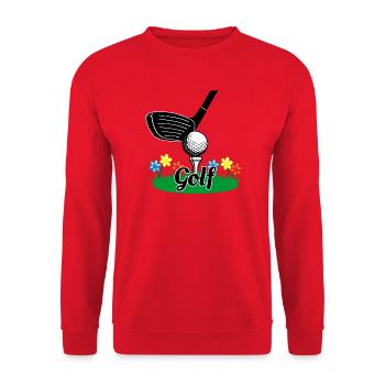 Golfschläger - Unisex Pullover - Rot - Vorne - Alina (178cm) & Michal (187cm)