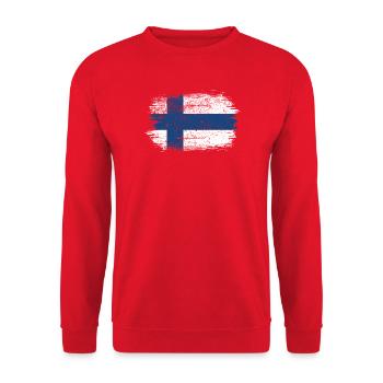 Finnish Nordic Cross Flag Print - Unisex Sweatshirt - red - Front - Alina (178cm) & Michal (187cm)