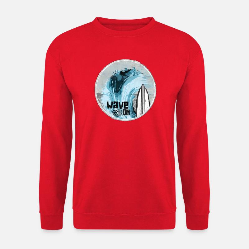 Sea wave with surfboard design - Unisex Sweatshirt - red