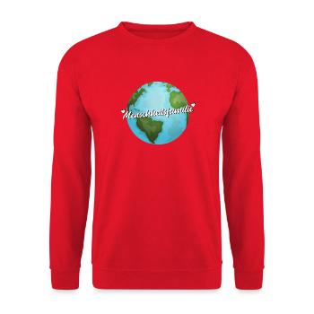 Menschheitsfamilie Friedensbewegung - Unisex Pullover - Rot - Vorne - Alina (178cm) & Michal (187cm)
