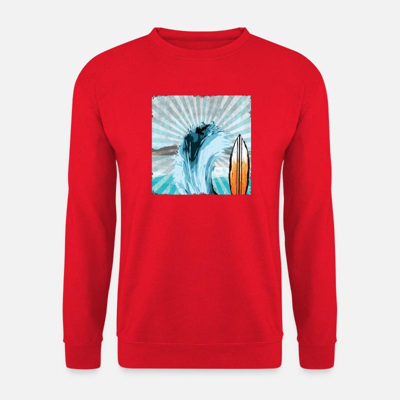 Surfer Wave Illustration - Unisex Sweatshirt - red