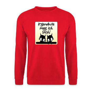Liebesbekenntnis Katzen Paare - Unisex Pullover - Rot - Vorne - Alina (178cm) & Michal (187cm)