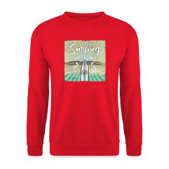 Surf Theme Coast 2 Coast Vintage Design - Unisex Sweatshirt - red - Front - Alina (178cm) & Michal (187cm)