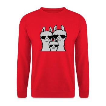 Lama Family Parents Child - Unisex Sweatshirt - red - Front - Alina (178cm) & Michal (187cm)