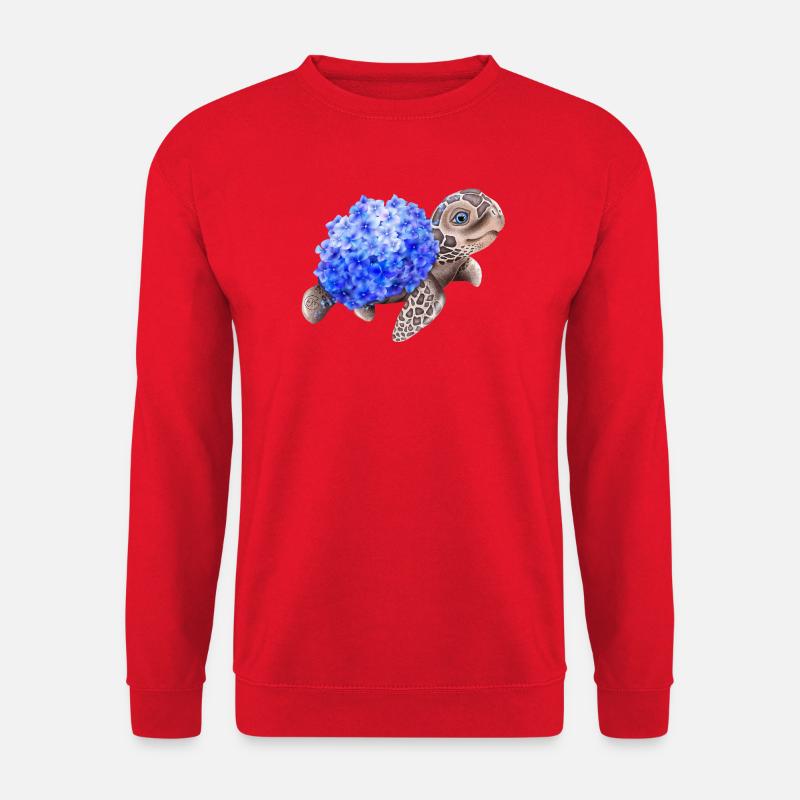 Turtle with Hydrangea - Unisex Sweatshirt - red