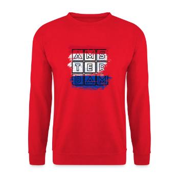 Amsterdam Grid Flagge - Unisex Pullover - Rot - Vorne - Alina (178cm) & Michal (187cm)