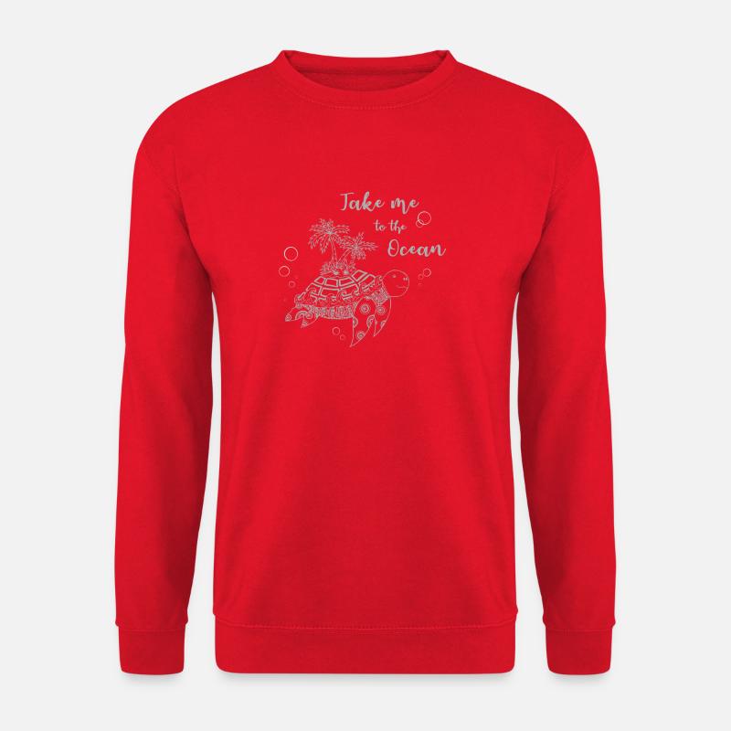 Slogan "Take me to the Ocean" - Schildkröte Insel - Unisex Pullover - Rot