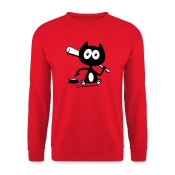 Donne moi à manger ! Humour de chat ! - Sweat-shirt Unisexe - rouge - Devant - Alina (178cm) & Michal (187cm)