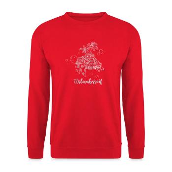 Urlaubsreif Schildkröte mit Insel in grau - Unisex Pullover - Rot - Vorne - Alina (178cm) & Michal (187cm)