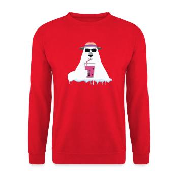 Global Warming Bear | Arctic Ecology Satire  - Unisex Sweatshirt - red - Front - Alina (178cm) & Michal (187cm)