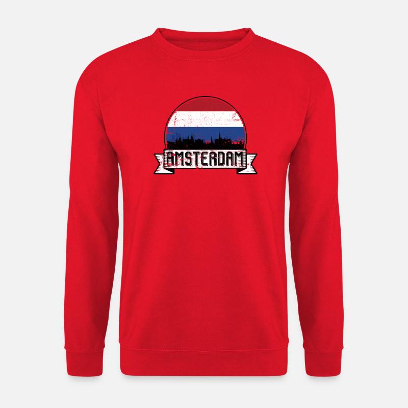 Amsterdam Skyline Retro Badge - Unisex Sweatshirt - red