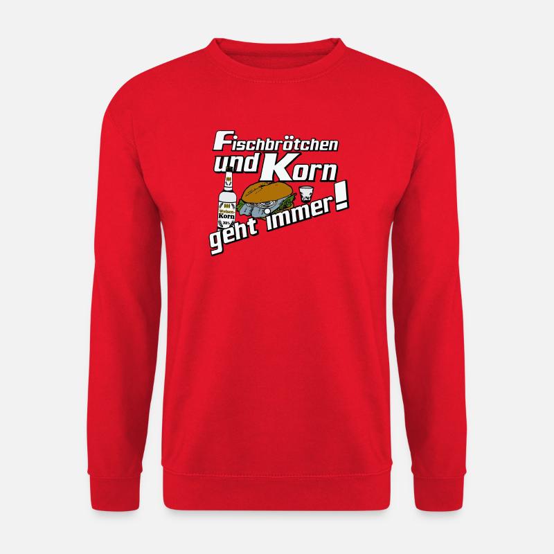Fischbrötchen und Korn Spruch - Unisex Pullover - Rot