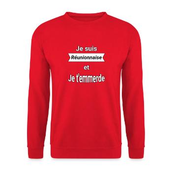 Je suis Réunionnaise et je t'emmerde - Sweat-shirt Unisexe - rouge - Devant - Alina (178cm) & Michal (187cm)