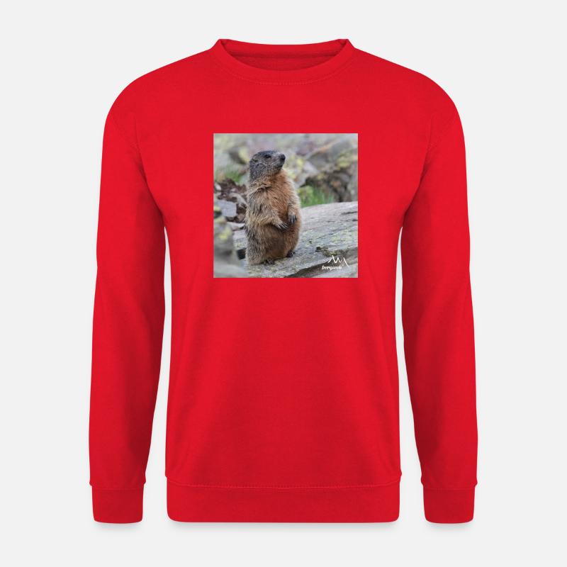 Murmeltier auf Wache 2 - Alpen Wildlife Motiv - Unisex Pullover - Rot
