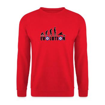 EVOLUTION CURLING Eisstockschießen Geschenk Winter - Unisex Pullover - Rot - Vorne - Alina (178cm) & Michal (187cm)