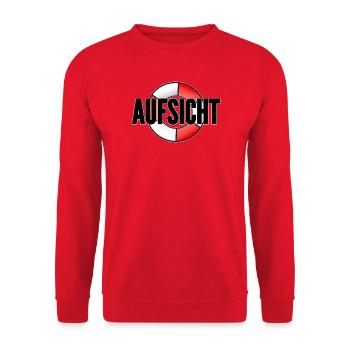 AUFSICHT - Badeaufsicht - Unisex Pullover - Rot - Vorne - Alina (178cm) & Michal (187cm)
